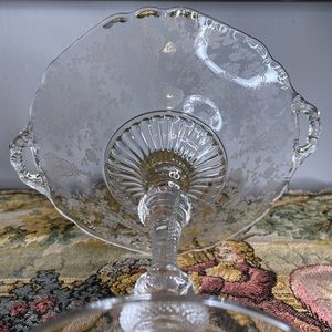 Rosepoint by Cambridge Vintage Etched Crystal Compote RARE
